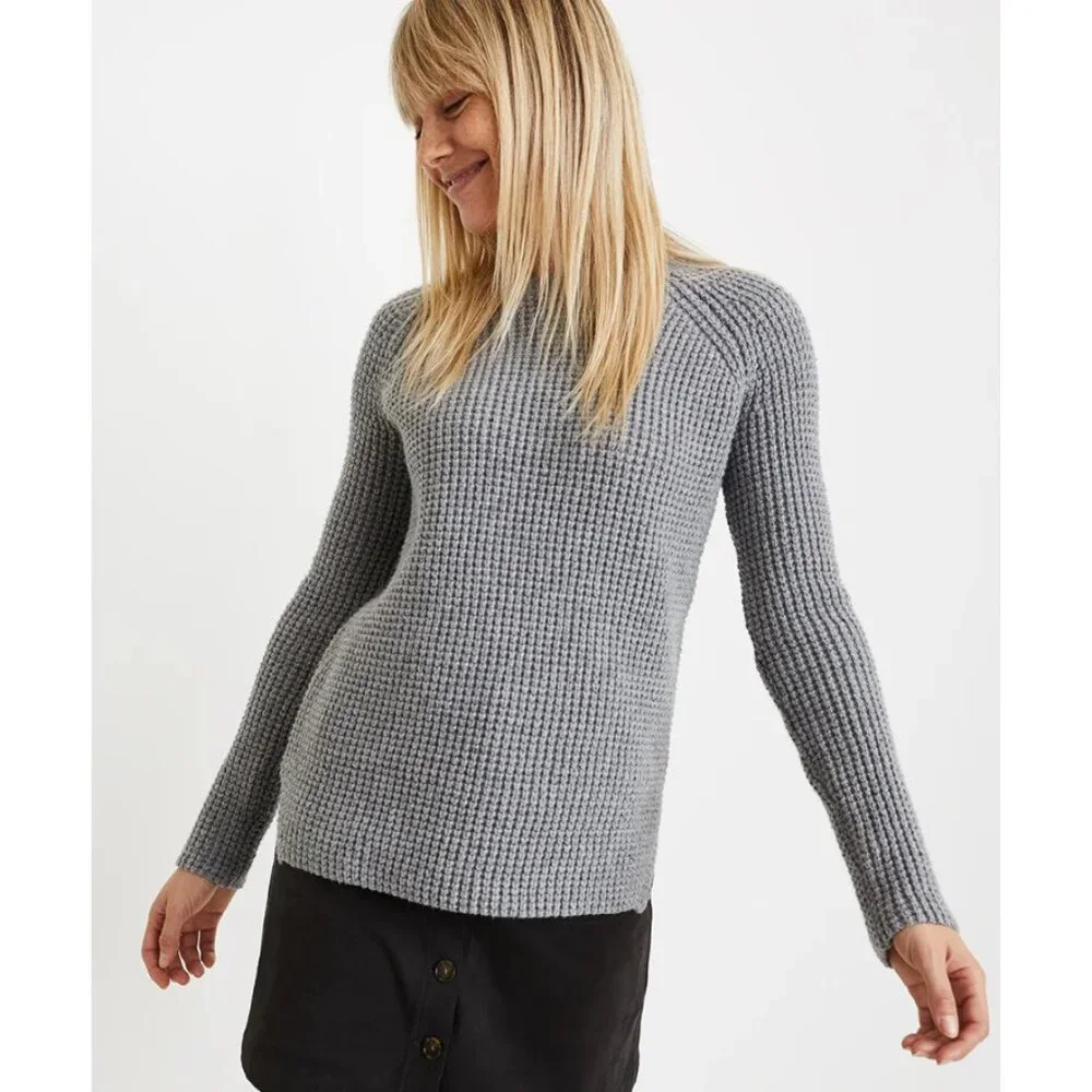 Marine Layer Womens Delaney Pullover Sweater Wool Blend Mid Heather Grey Small